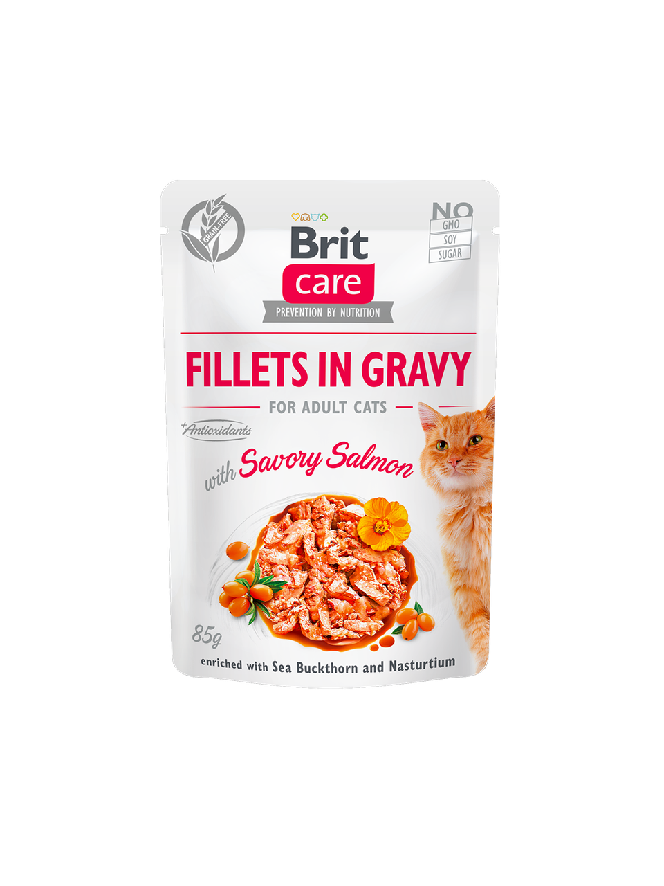 

Влажный корм Brit Care Cat Pouch SAVORY SALMON филе лосося в соусе 85 г
