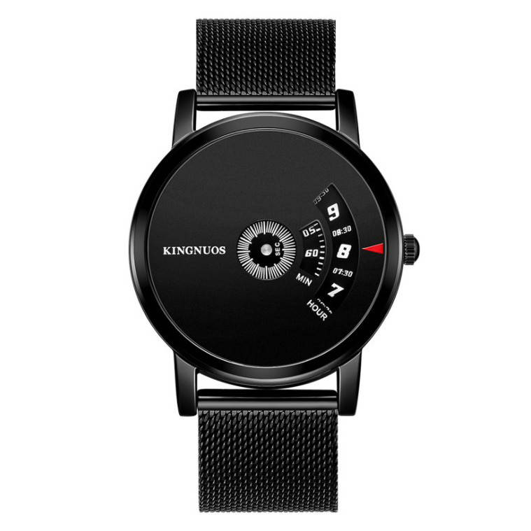 

Мужские часы Kingnuos на тонком металлическом ремешке Черный