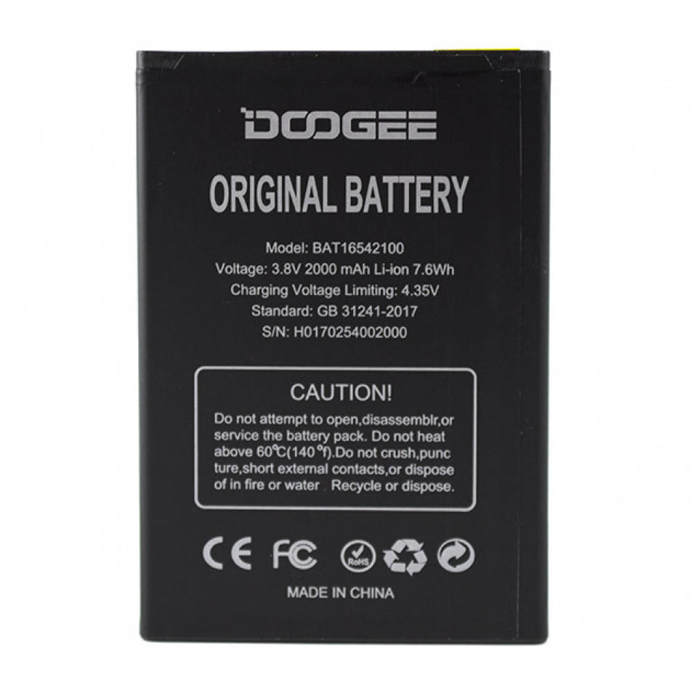 

Аккумулятор BAT16542100 для Doogee X9 Mini, 2000мAh