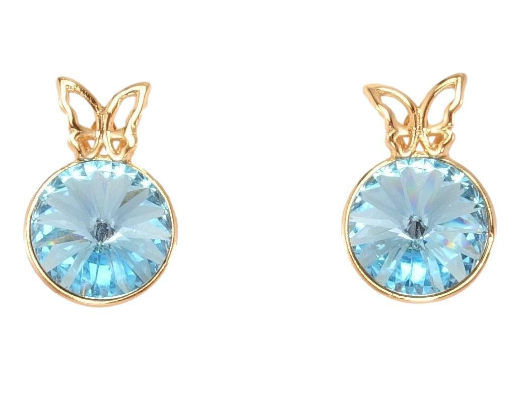 

Серьги Xuping Позолота 18K с кристаллами Swarovski гвоздики "Кристалл Rivoli цвет Aquamarine с бабочкой" ø 9мм