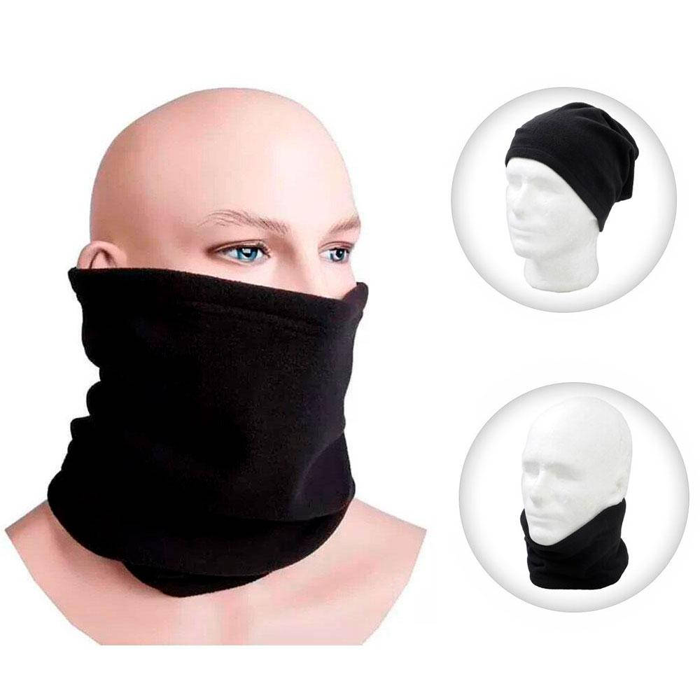 

Зимний теплый хомут бафф Черный / Флисовая шапка, унисекс