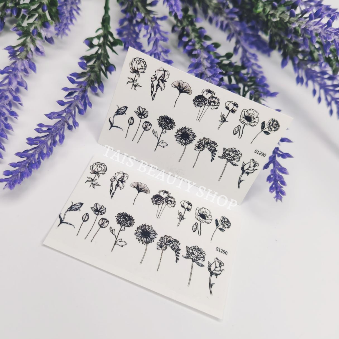 

Водные слайдеры для дизайна ногтей цветы S1290