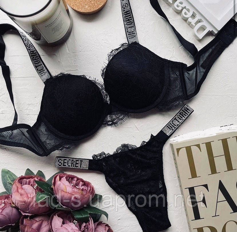 

75В-КОМПЛЕКТ кружевного нижнего белья Victoria's Secret Виктория Сикрет со стразами