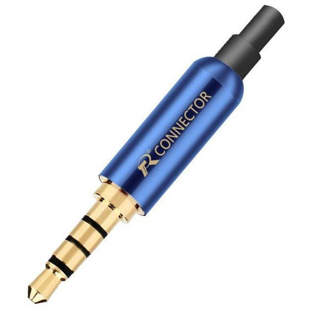 

Штекер коннектор под пайку R Connector 3.5 мм Jack (4 pin) Blue/Gold, металл, Синий