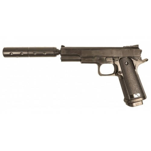 

G053B Страйкбольный пистолет Galaxy Colt 1911 с глушителем пластиковый