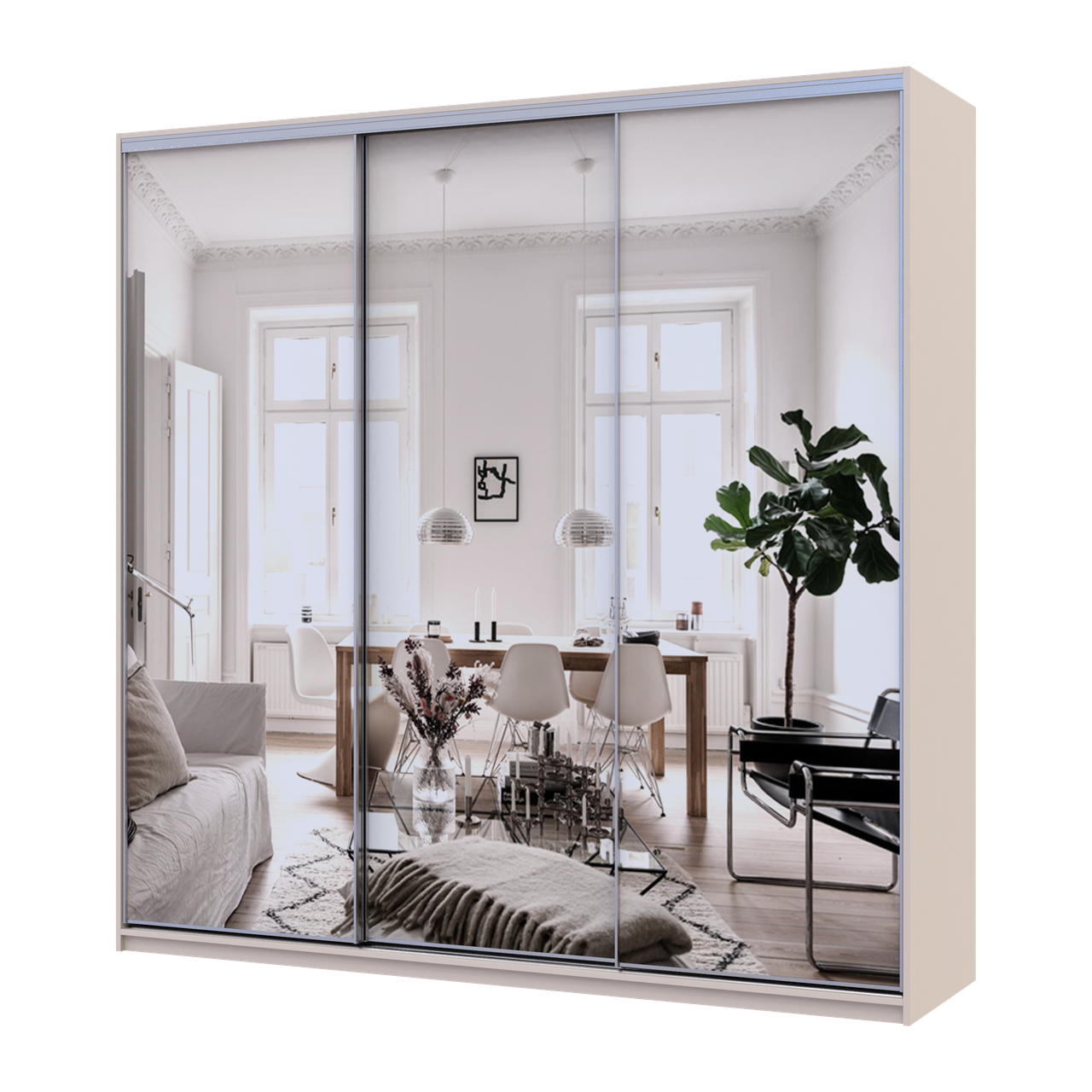 Шафа купе Doros Сіті Лайт Кашемір 3 Дзеркала 225х60х225 (80736386)