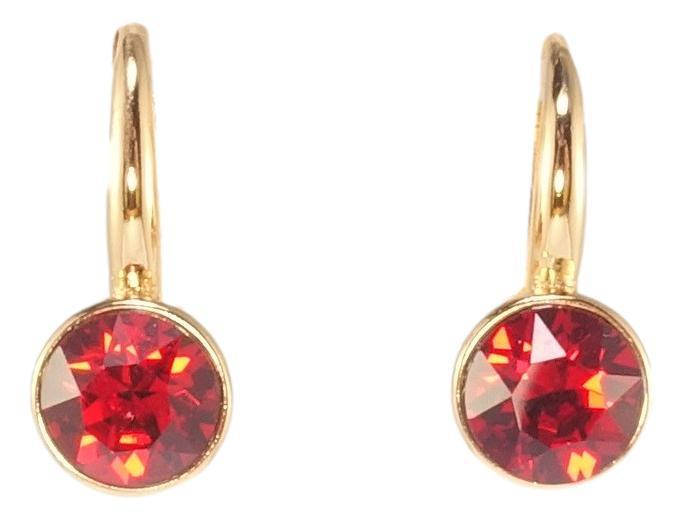 

Серьги Xuping Позолота 18K с кр-ми Swarovski английский замок "Кристалл Red Magma на дужке" ø 7мм
