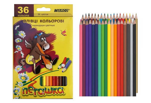 

Олівці кольорові MARСO Пегашка 36 кольорів, Разные цвета