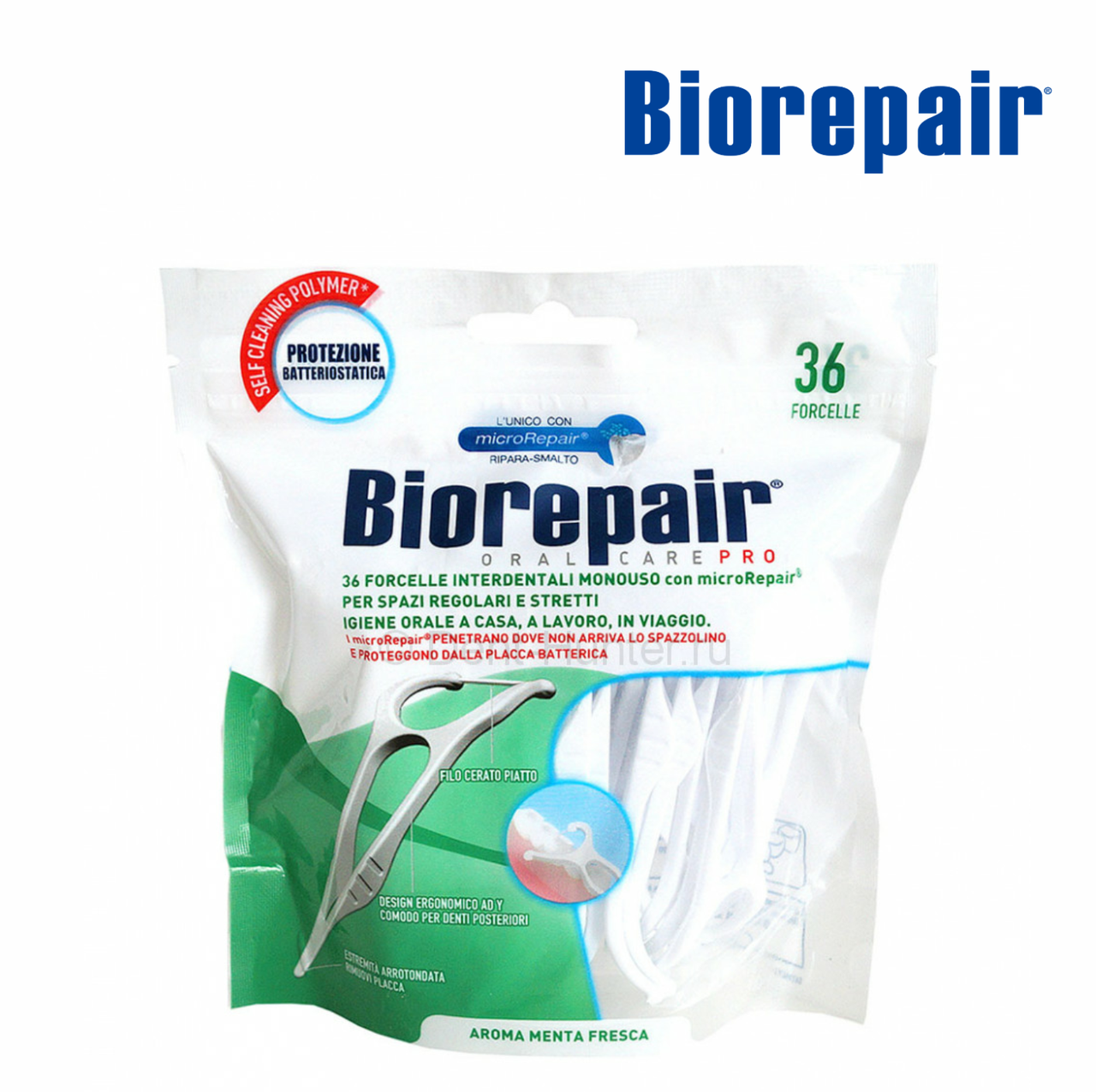 

Флоссер с держателем Biorepair насыщенный гидроксиапатитом 36 шт