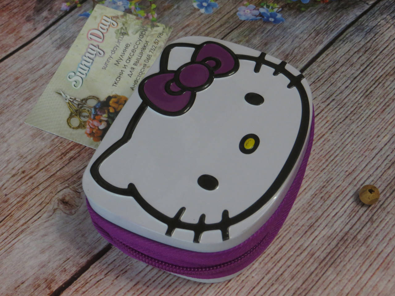 

Коробочка для мелочей (игольница) - кот (на молнии)