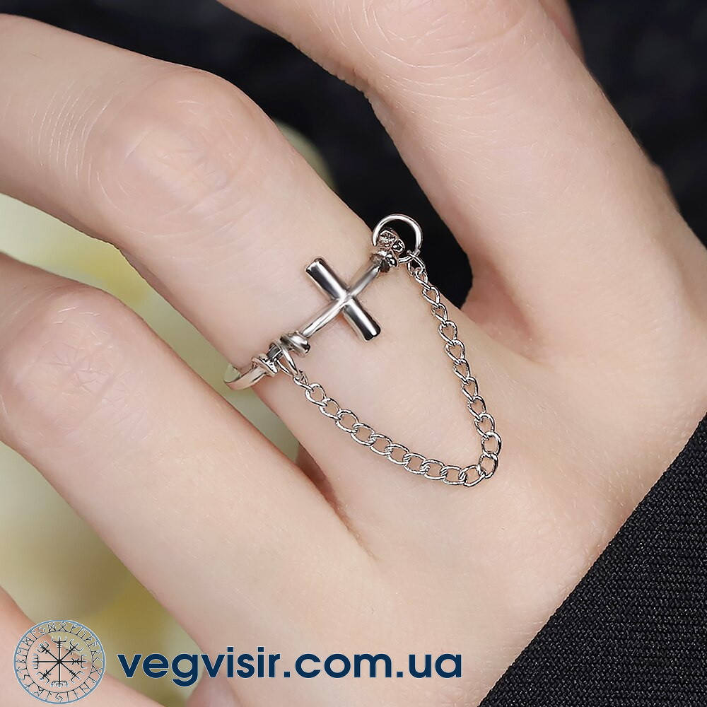 

Винтажное кольцо с крестом крест и цепочка Унисекс в стиле панк хип-хоп