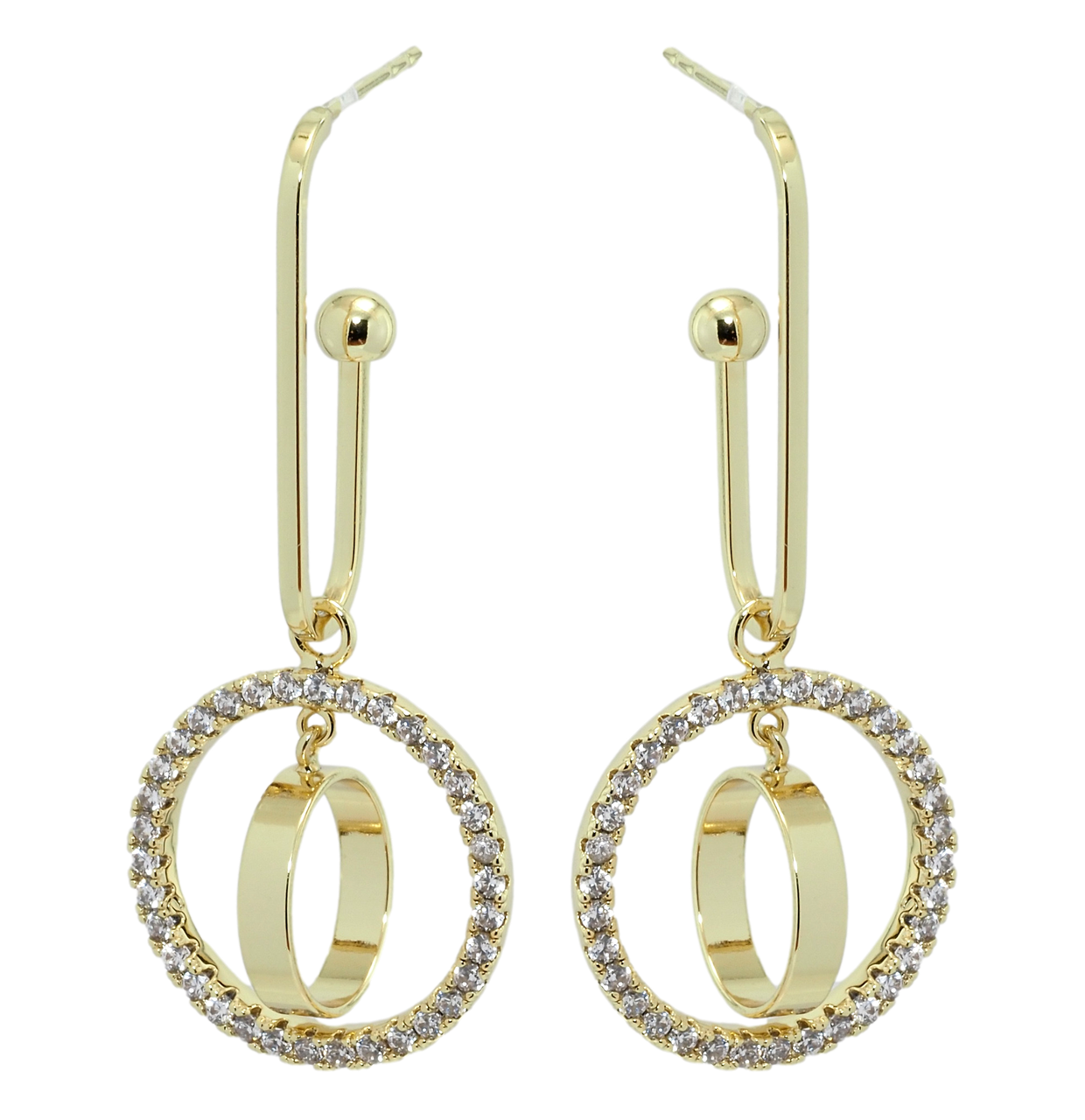 

Серьги Xuping Позолота 14K гвоздики (пусеты) "Колечки с цирконием"