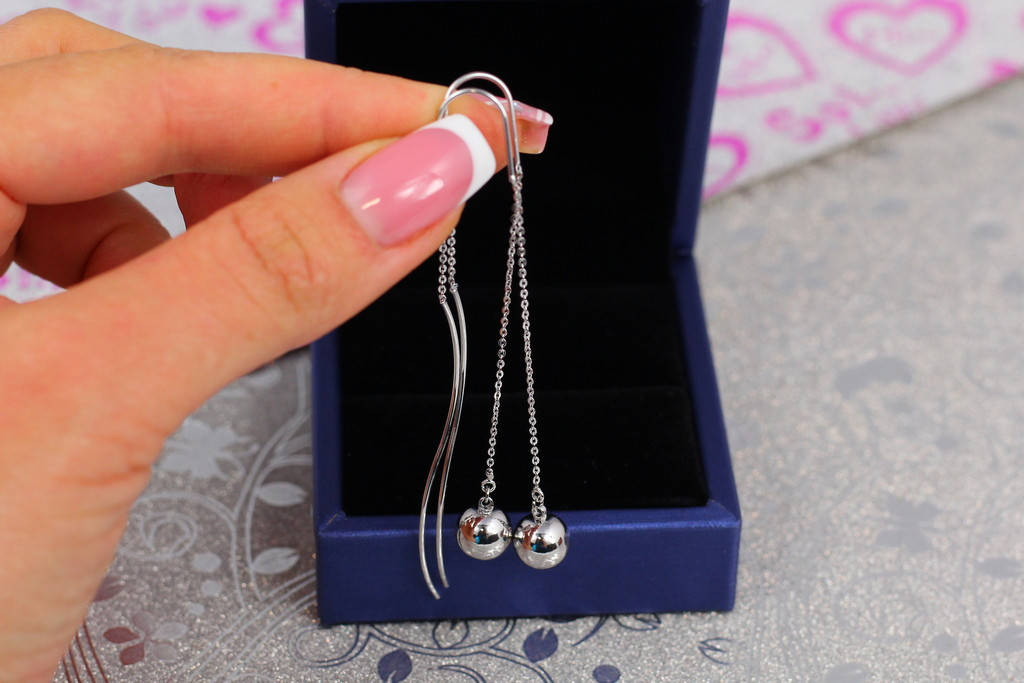 

Серьги продевки Xuping Jewelry с шариками 8 мм серьга 7,5 см серебристые