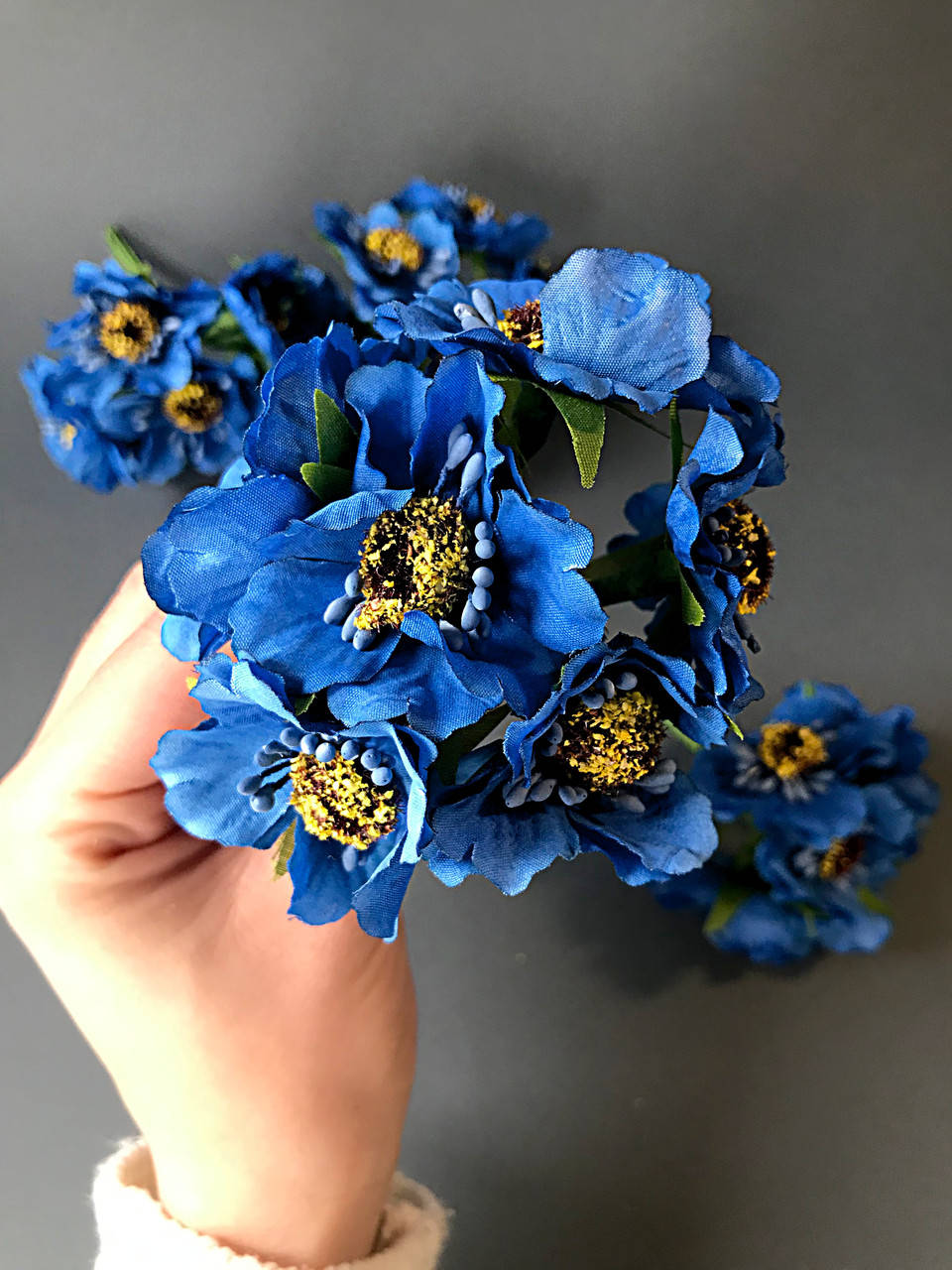 

Букетик маков ( 6 цветков), синие , 10 см, Синий