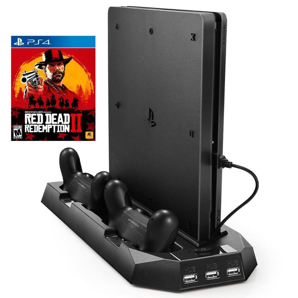 

Зарядка-подставка для приставки и джойстиков PS4/ PS4, Fat, Черный