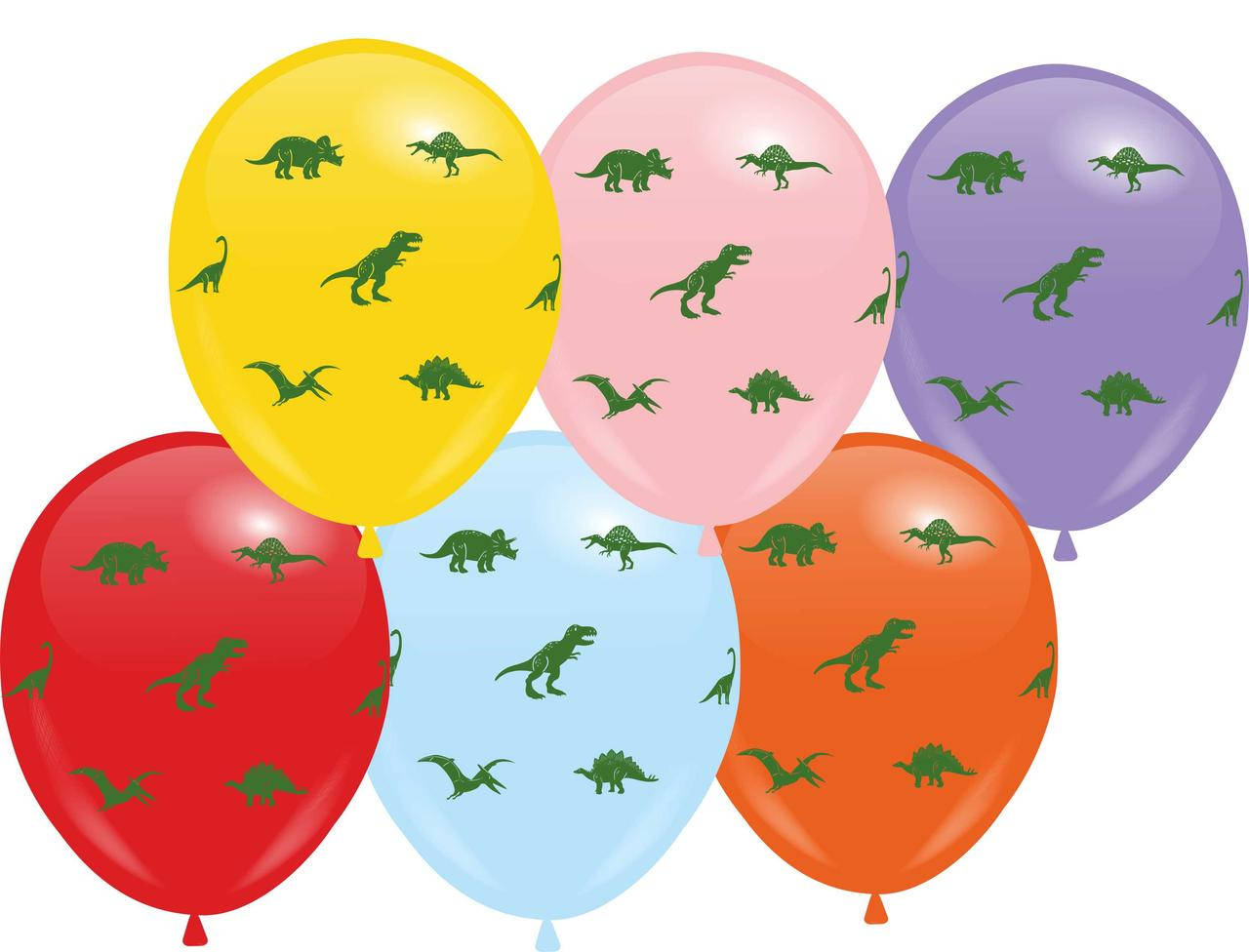 

Кулі 12" Асорті з мал. "Динозаври", 10 шт, 4 стор., Разные цвета