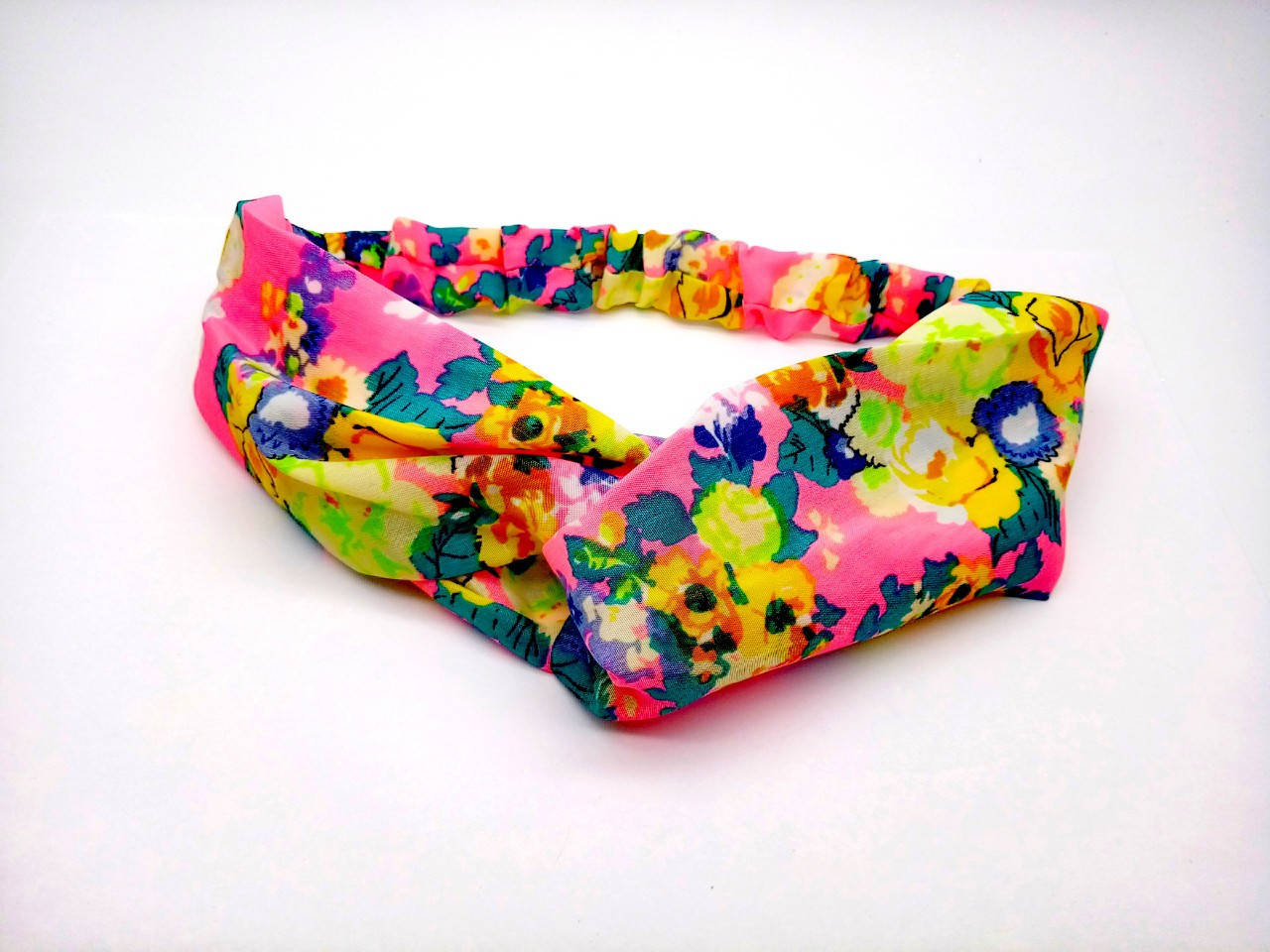 

Повязка на голову Сорока Чалма женская цветочный узор желто-розовая 100821, Разные цвета