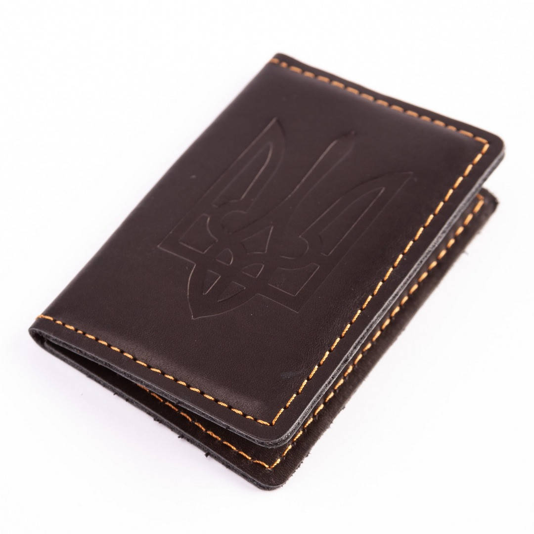 

Кожаный картхолдер кредитница, кожаная обложка на права id ручной работы, Черный