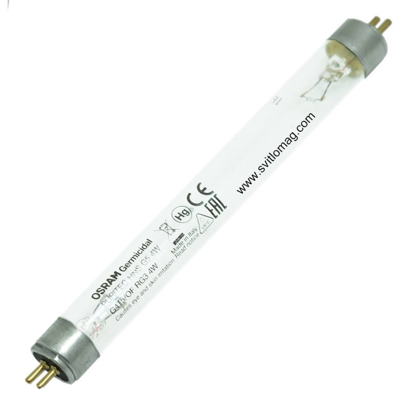 

Лампа бактерицидная ультрафиолетовая HNS 4w OSRAM G5 PURITEC UV-C T5