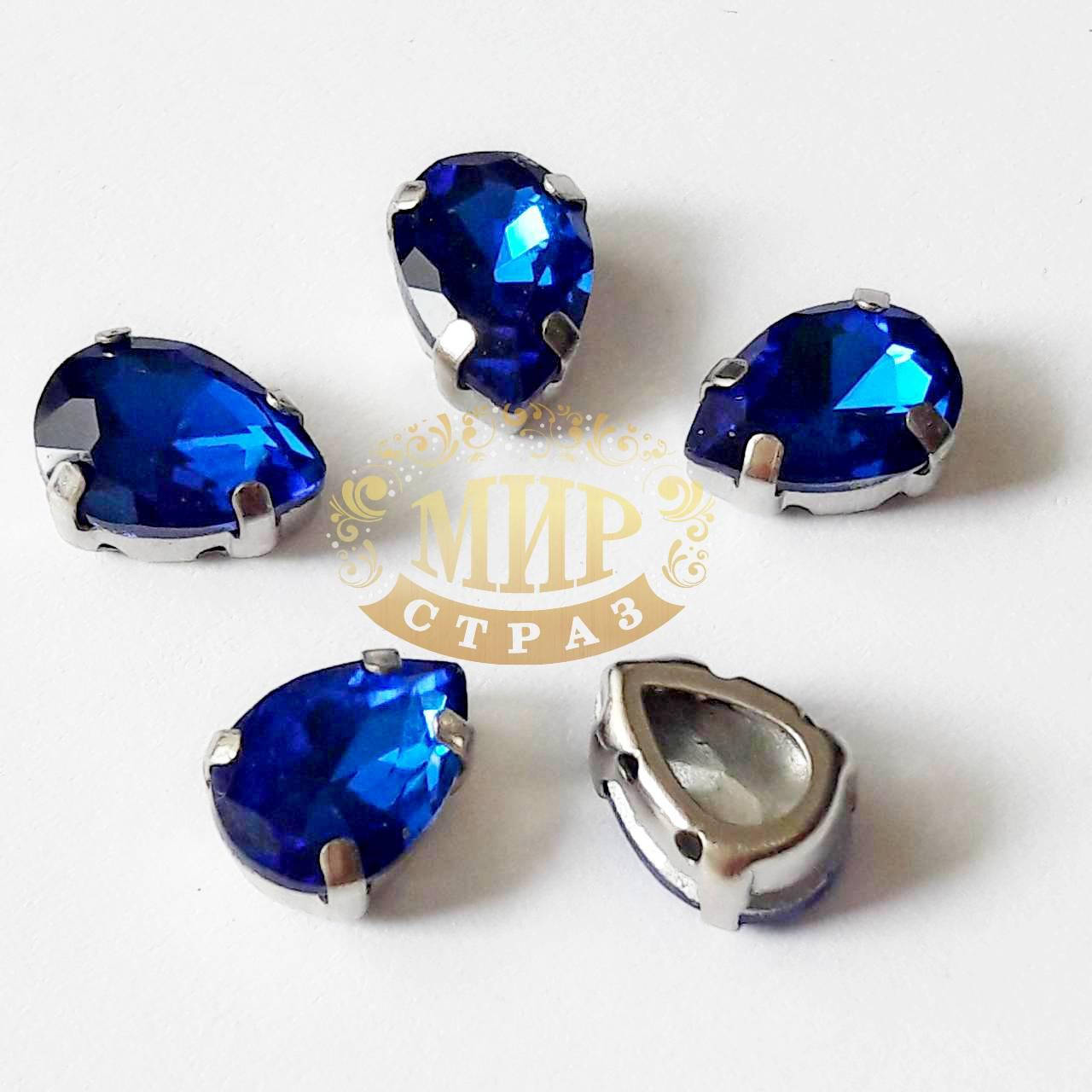 

Стразы в цапах Люкс, форма Капля, цвет Cobalt, 7х10мм, 1шт, Белый