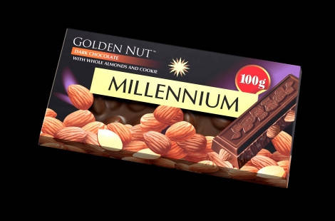 

Шоколад "Millennium Gold" чорний з цільним мигдалем
