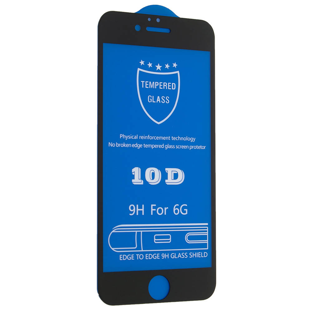 

Защитное стекло 10D 9H для Apple iPhone 6/ iPhone 6S Black (00003632), Черный