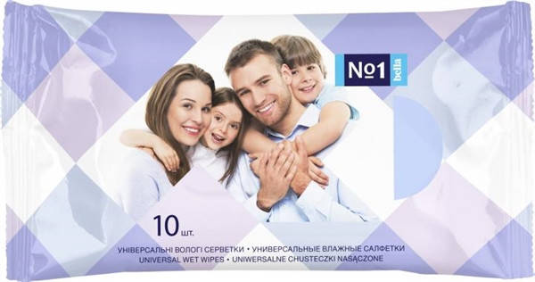 

Влажные салфетки Bella №1 универсальны для всей семьи 10 шт
