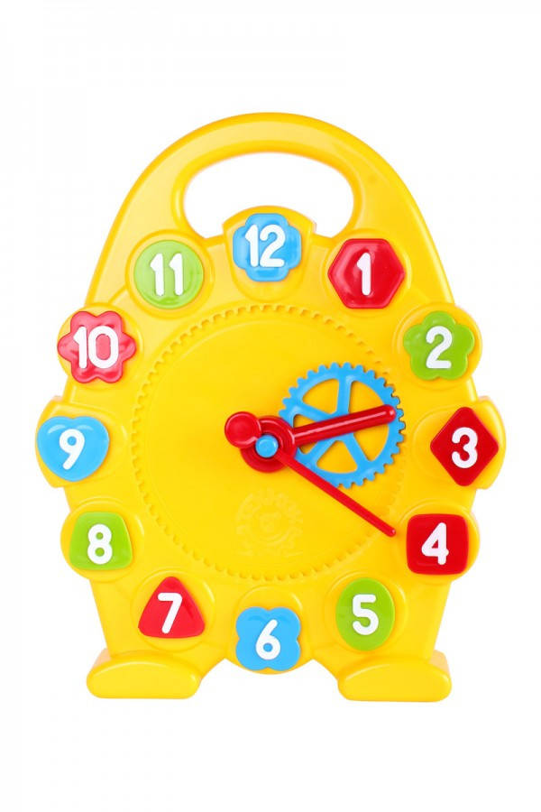 

Игрушка Часы ТехноК 3046 развивающая детская сортер цифры фигуры для детей, Желтый