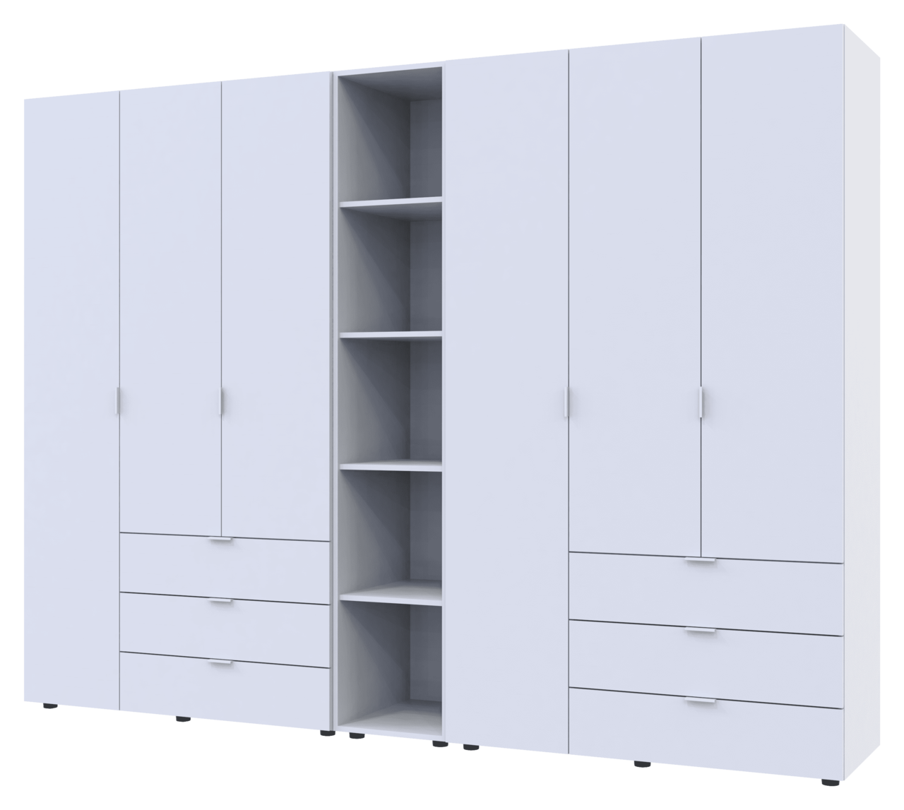 Комплект Doros Гелар з Етажеркою Білий 3+3 ДСП 270.6х49.5х203.4 (42005036)