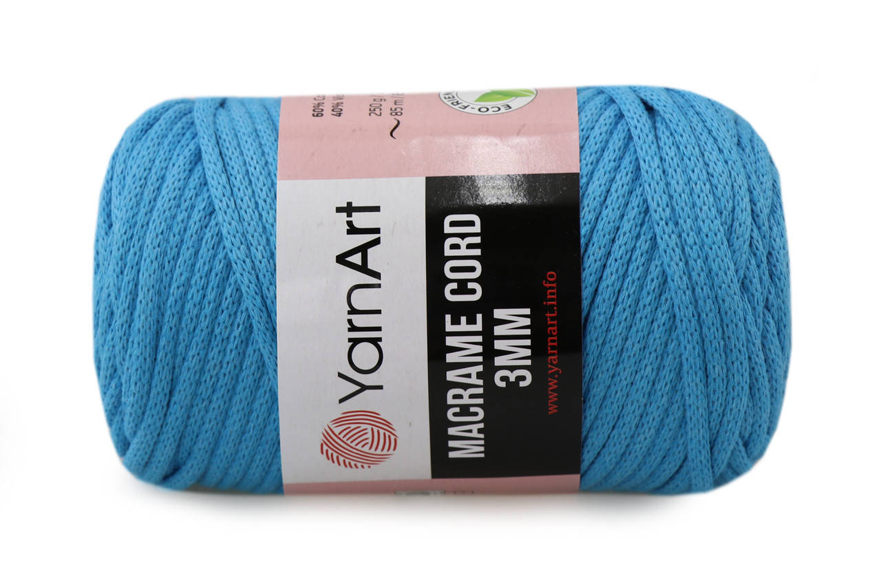 

YarnArt Macrame Cord 3mm, Светлая бирюза №763, Бирюзовый