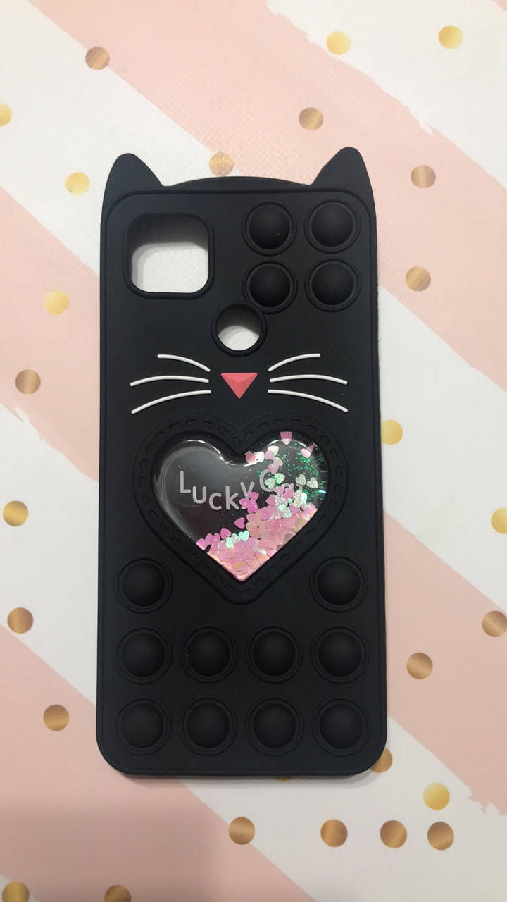 

Чехол Попит Антистресс Поп-Ит Pop It для Xiaomi Redmi 9С Поп ит Котик с сердечком чёрный, Черный