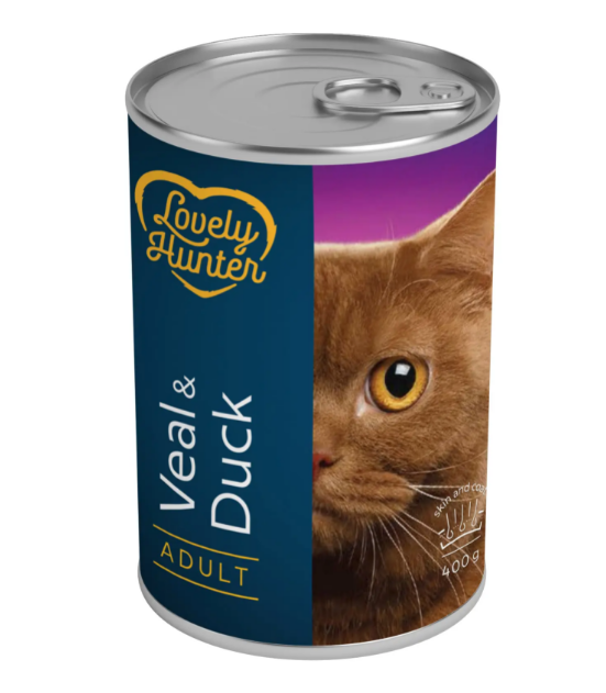 

Lovely Hunter Adult Veal & Duck Корм для взрослых кошек с телятиной и уткой 400 г