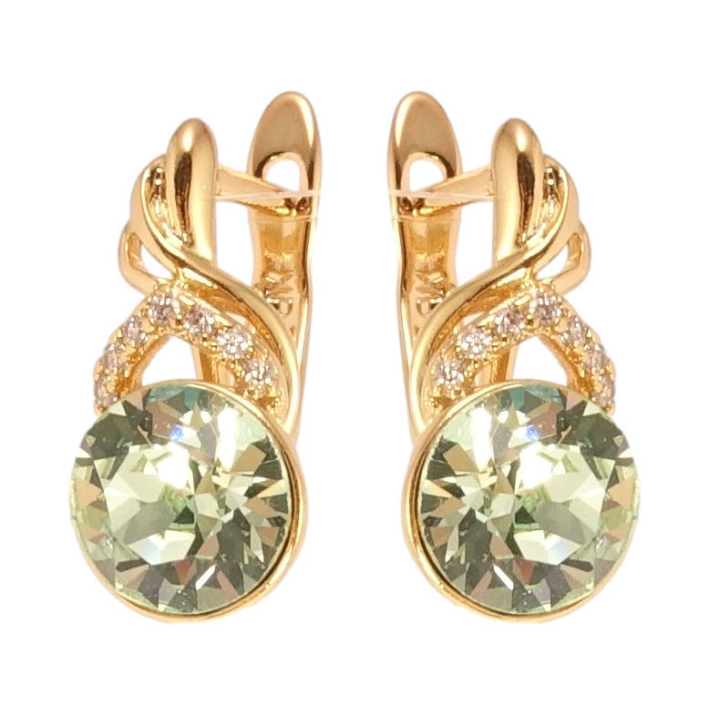 

Серьги Xuping Позолота 18K с кр-ми Swarovski английский замок "Утонченность с кристаллами Chrysolite"
