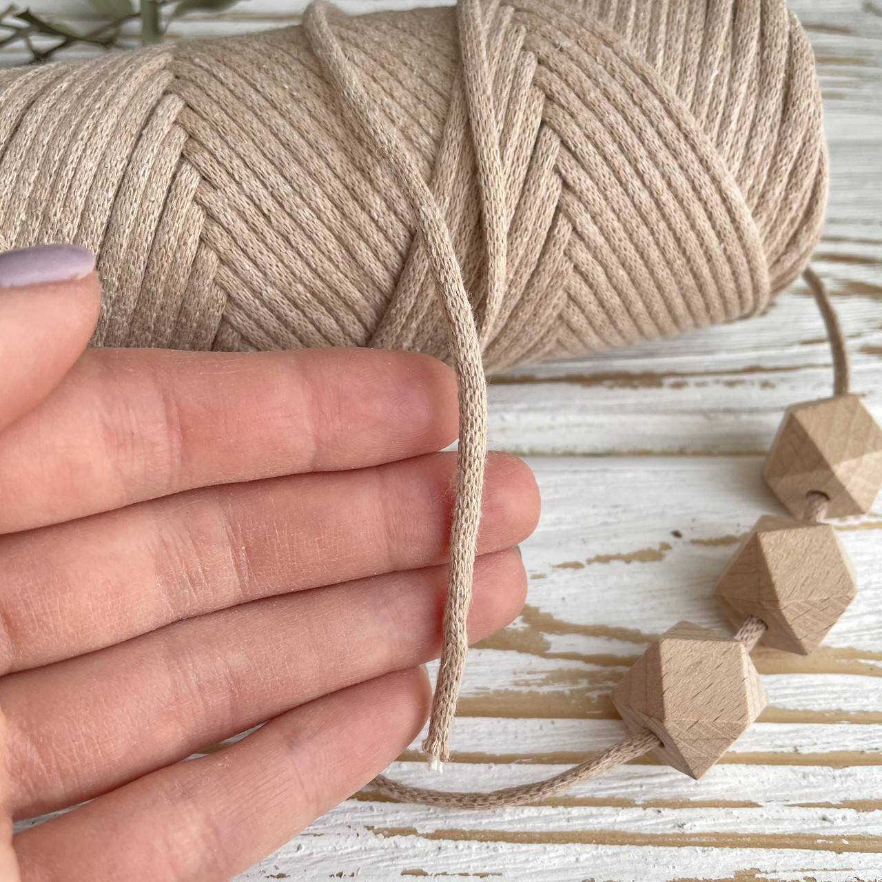 

Шнур хлопковый 3 мм, цвет Бежевый