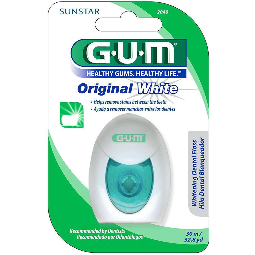 

Зубная нить GUM Original White Floss, вощеная с фторидом, 30 м