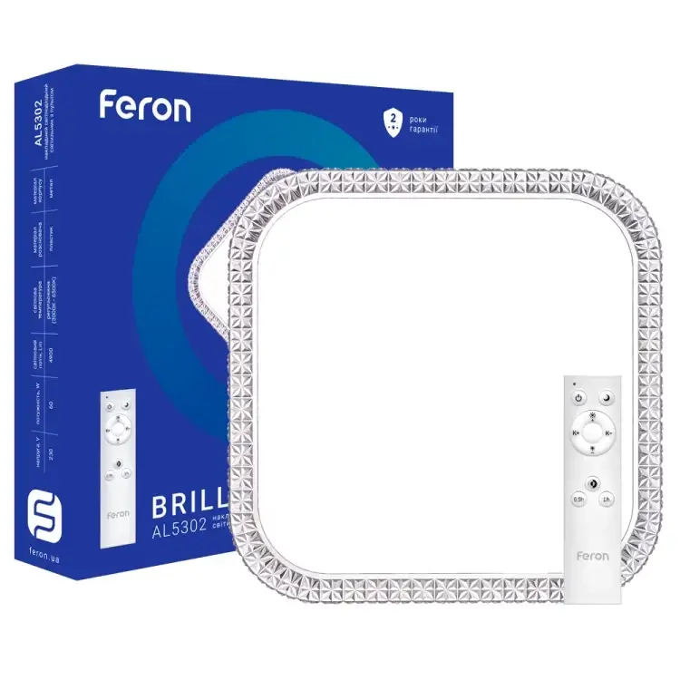 

Светодиодная люстра Светильник с пультом Feron AL5302 BRILLANT 60W, Белый