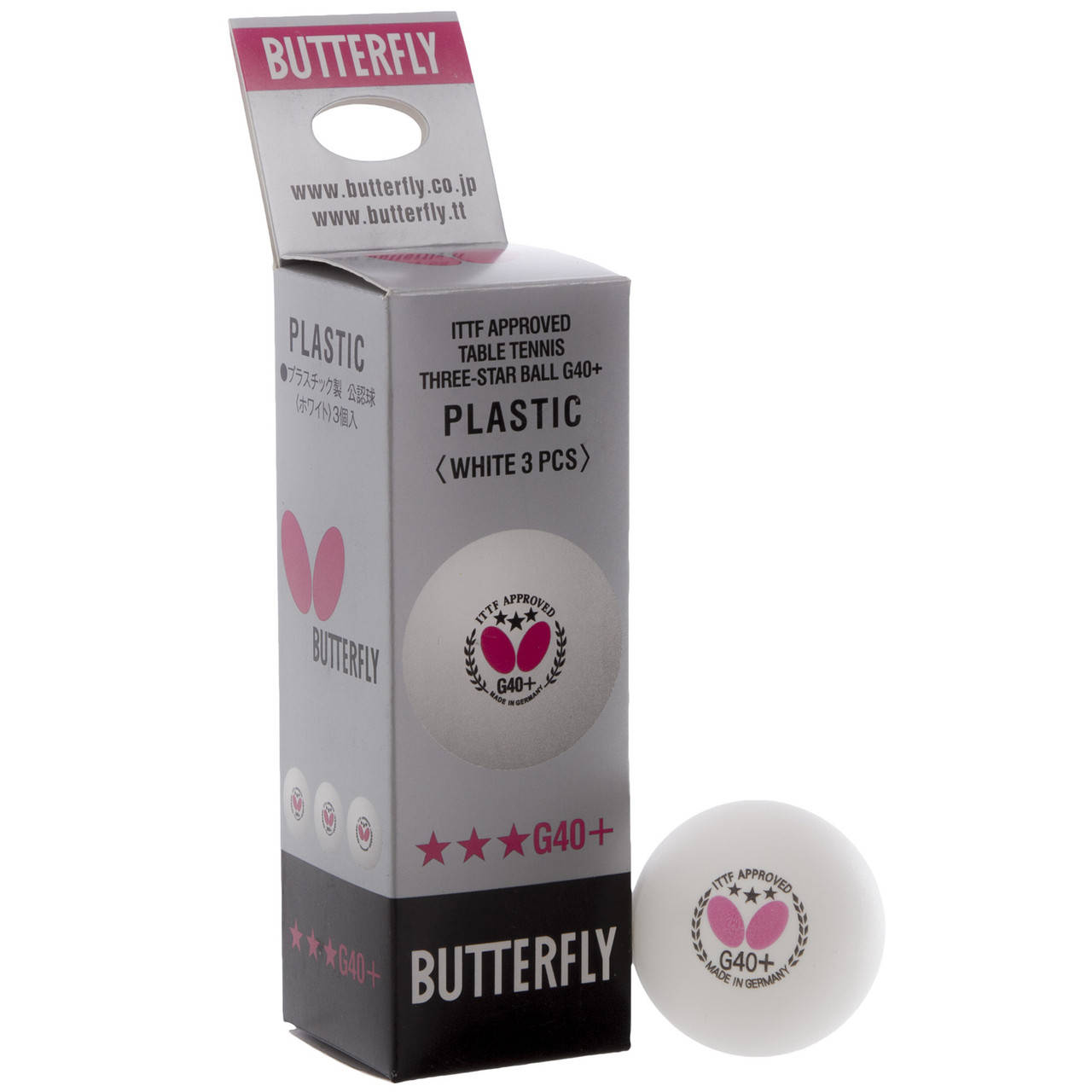 

Набор мячей для настольного тенниса 3 штуки BUT40 95740-270 3star (пластик, d-40мм, елый)