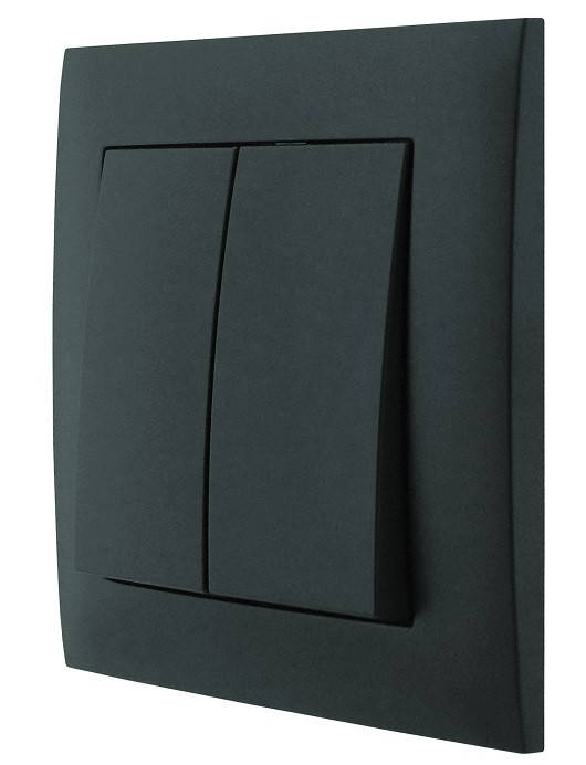 

Выключатель двухклавишный серия IDEAL BLACK ТМ"MARSHEL"