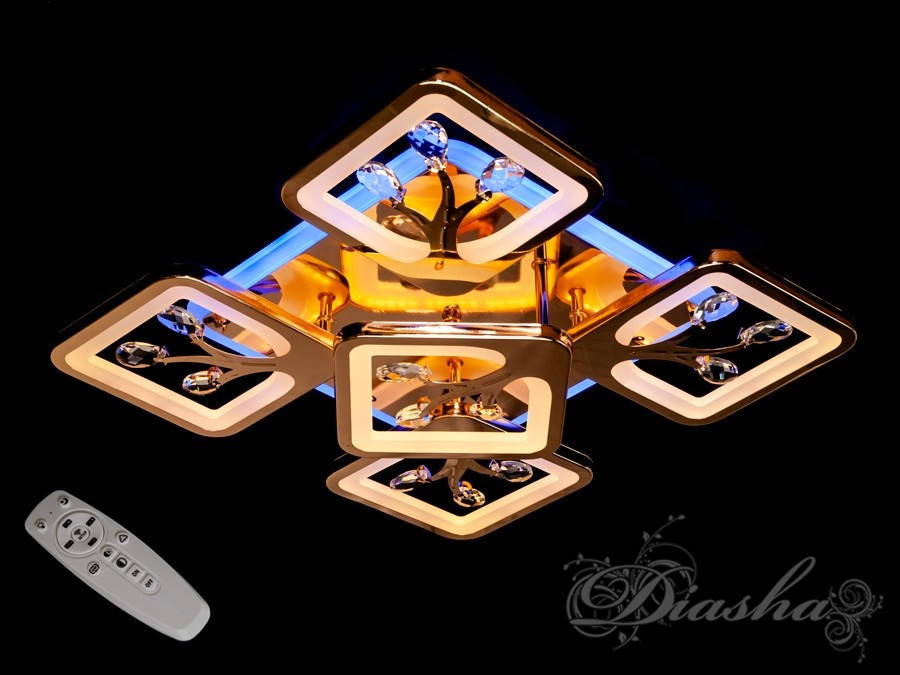 

Потолочная люстра с диммером и LED подсветкой, цвет золото S8157/4+1G LED 3color dimmer