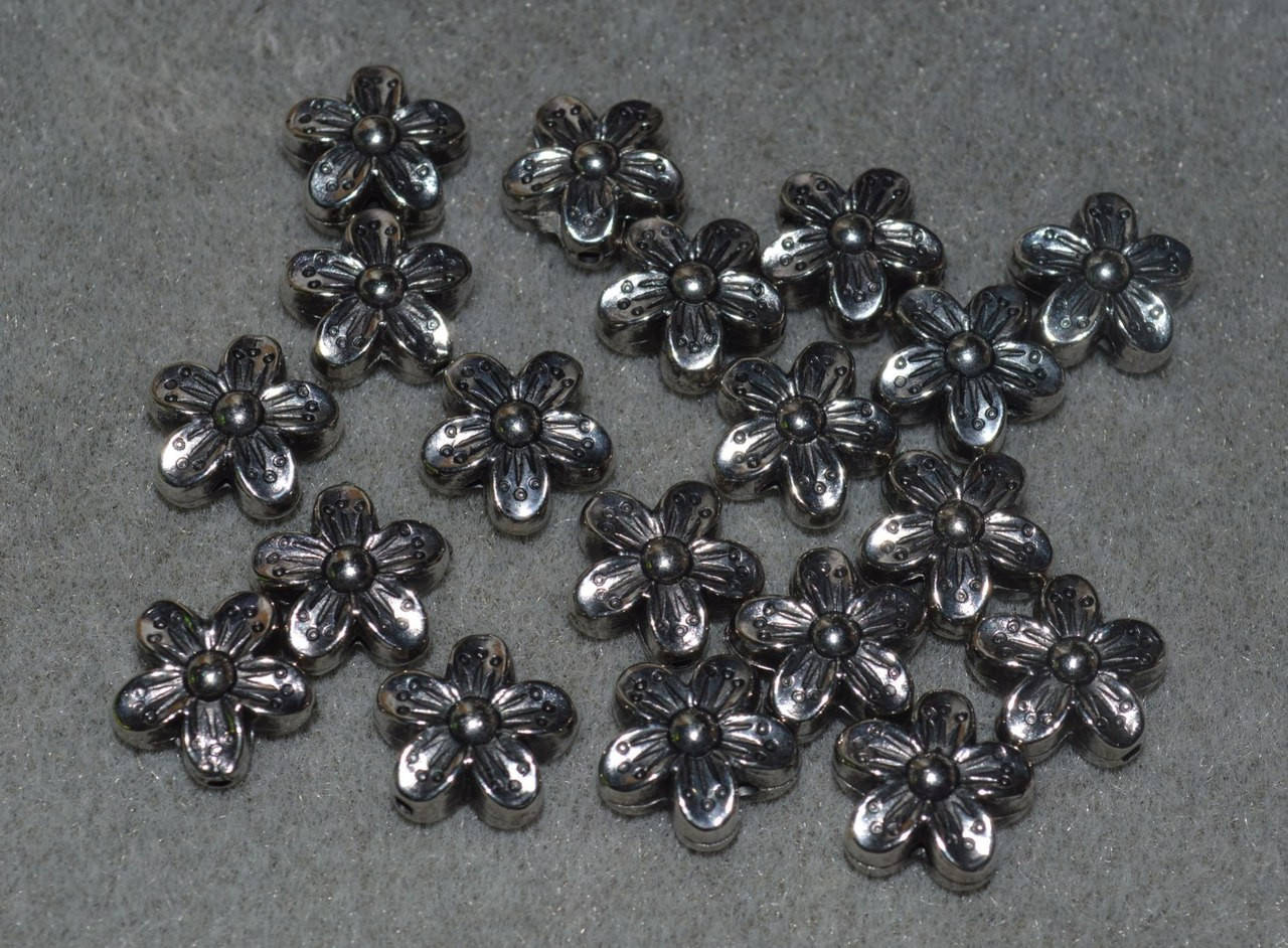 

Бусина цветок. серебристая 15x8 мм