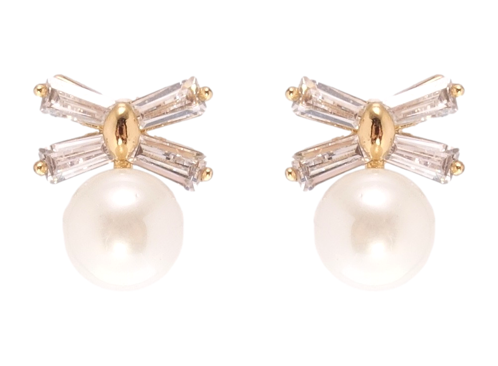 

Серьги Xuping Позолота 18K гвоздики (пусеты) "Жемчужина с кристальным бантом"