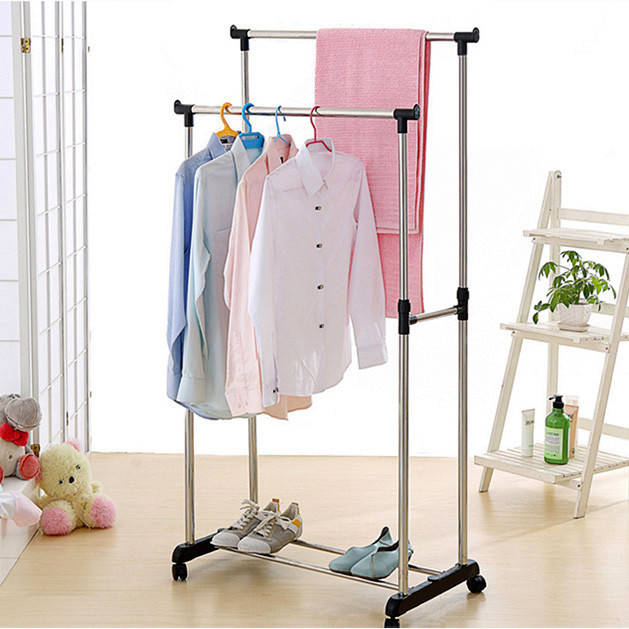 

Двойная телескопическая стойка для одежды - Double Pole Clother Hose, Черный
