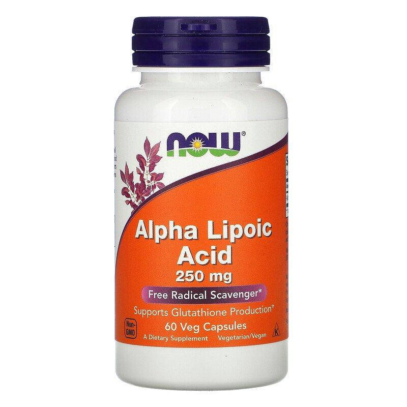 

Альфа-липоевая кислота, Now Foods, Alpha Lipoic Acid, (250 мг), 60 капсул