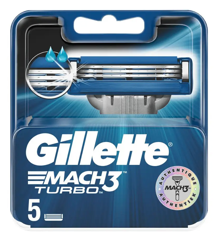 

Gillette Mach3 Turbo 5шт. сменные кассеты для бритья (джилет мак3)