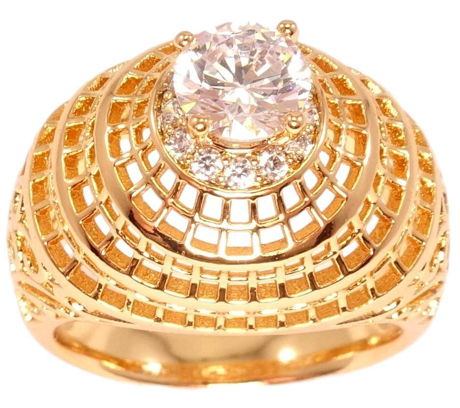 

Кольцо Xuping Позолота 18K "Высокий резной купол с вставкой кристалл в колечке цирконий" р.17,18,18.5