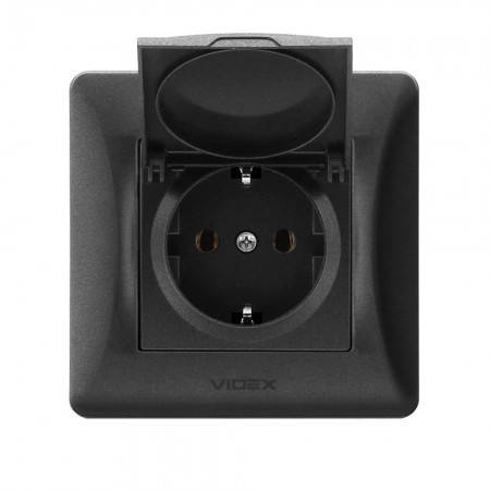 

VIDEX BINERA Розетка черный графит 1ая с заземлением и крышкой (VF-BNSK1GC-BG) (20/120)