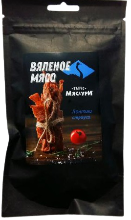

Вяленое мясо «Ранчо Мяссури» Ломтики Страуса (50 грамм)