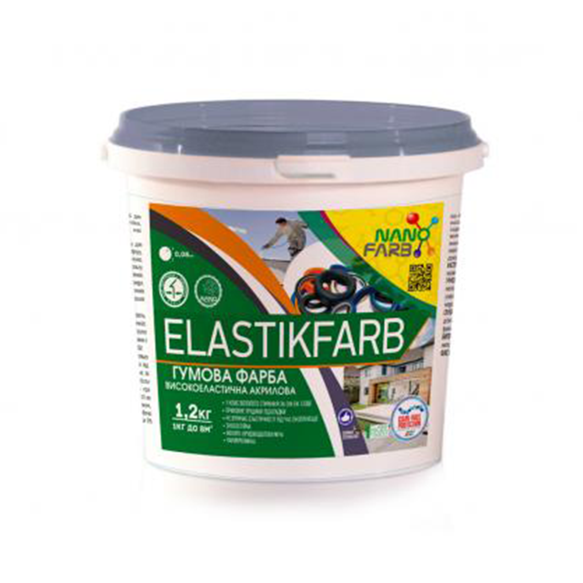 

Резиновая краска NanoFarb Elastikfarbe белый 1.2кг