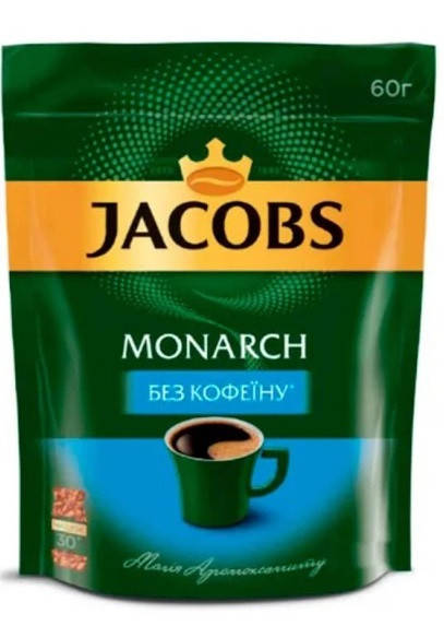 

Кофе Jacobs Monarch без кофеина растворимый 60 г в мягкой упаковке