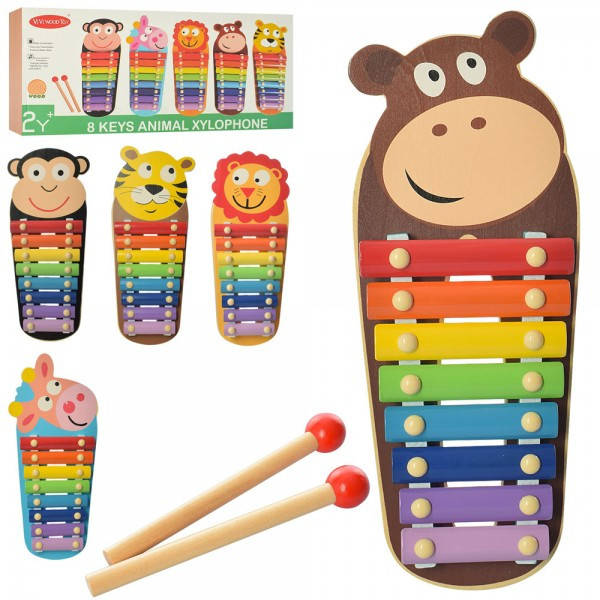 

Деревянная игрушка Ксилофон 8 тонов, 33см, палочки 2шт